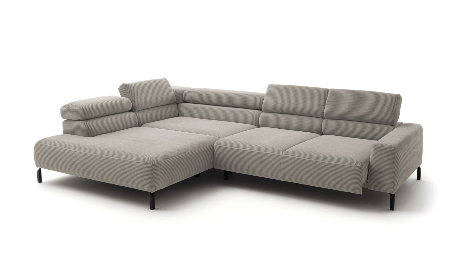 KAWOLA Sofa DELIA Ecksofa Cord steingrau