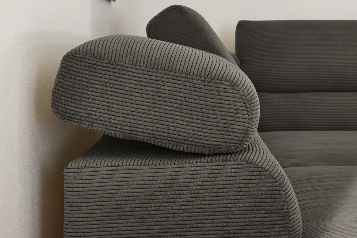KAWOLA Sofa DELIA Ecksofa Feincord anthrazit