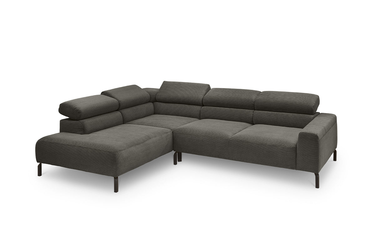 KAWOLA Sofa DELIA Ecksofa Feincord anthrazit