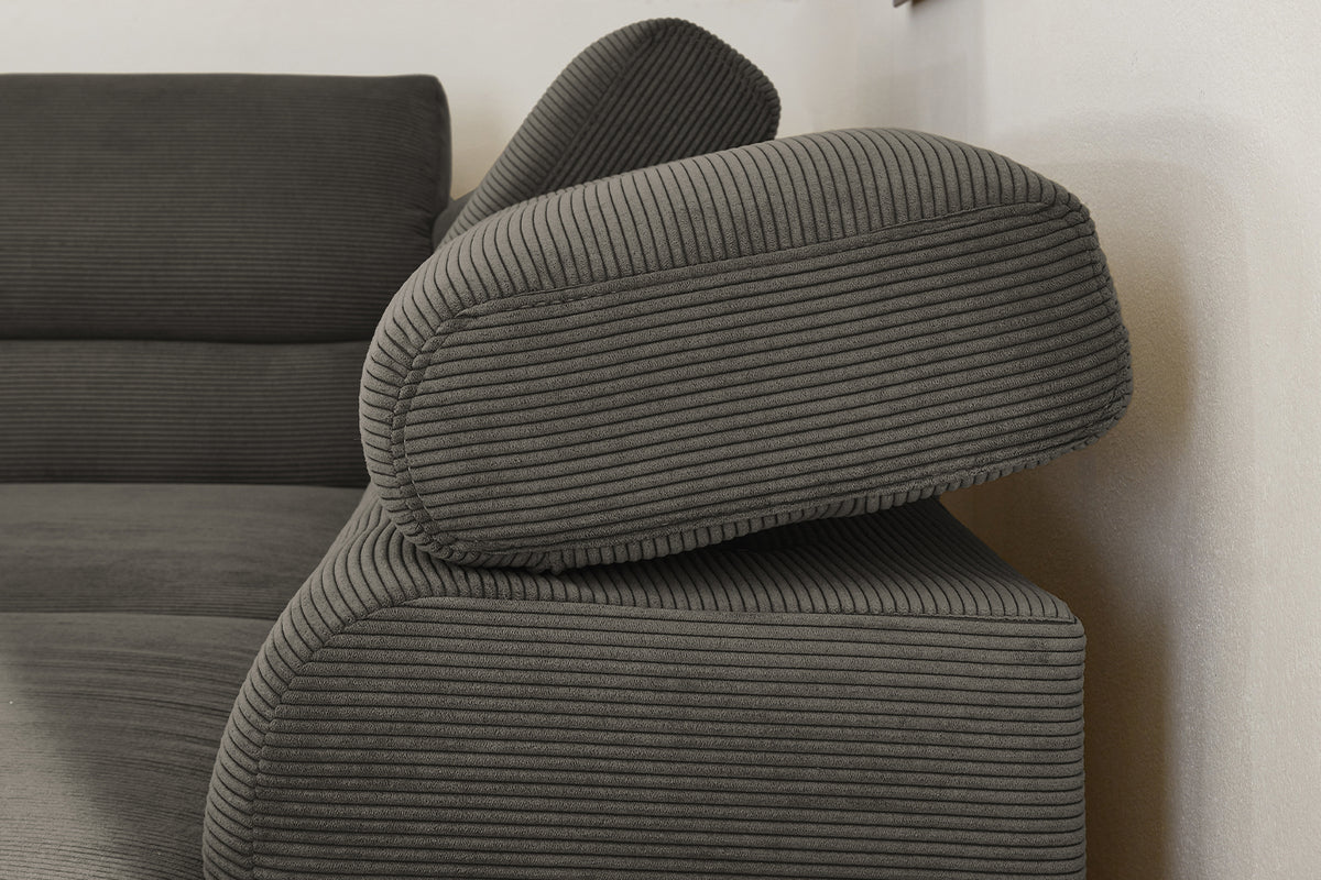 KAWOLA Sofa DELIA Ecksofa Feincord anthrazit