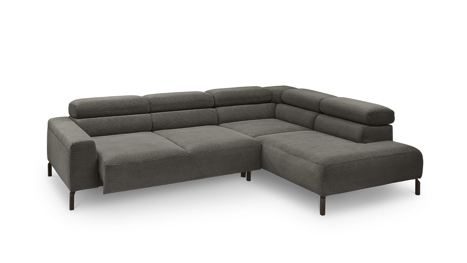 KAWOLA Sofa DELIA Ecksofa Feincord anthrazit