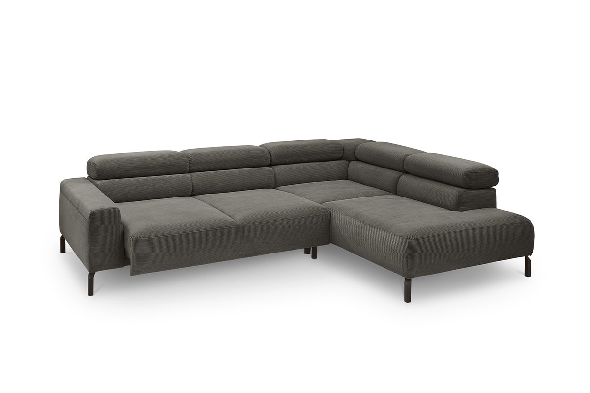 KAWOLA Sofa DELIA Ecksofa Feincord anthrazit
