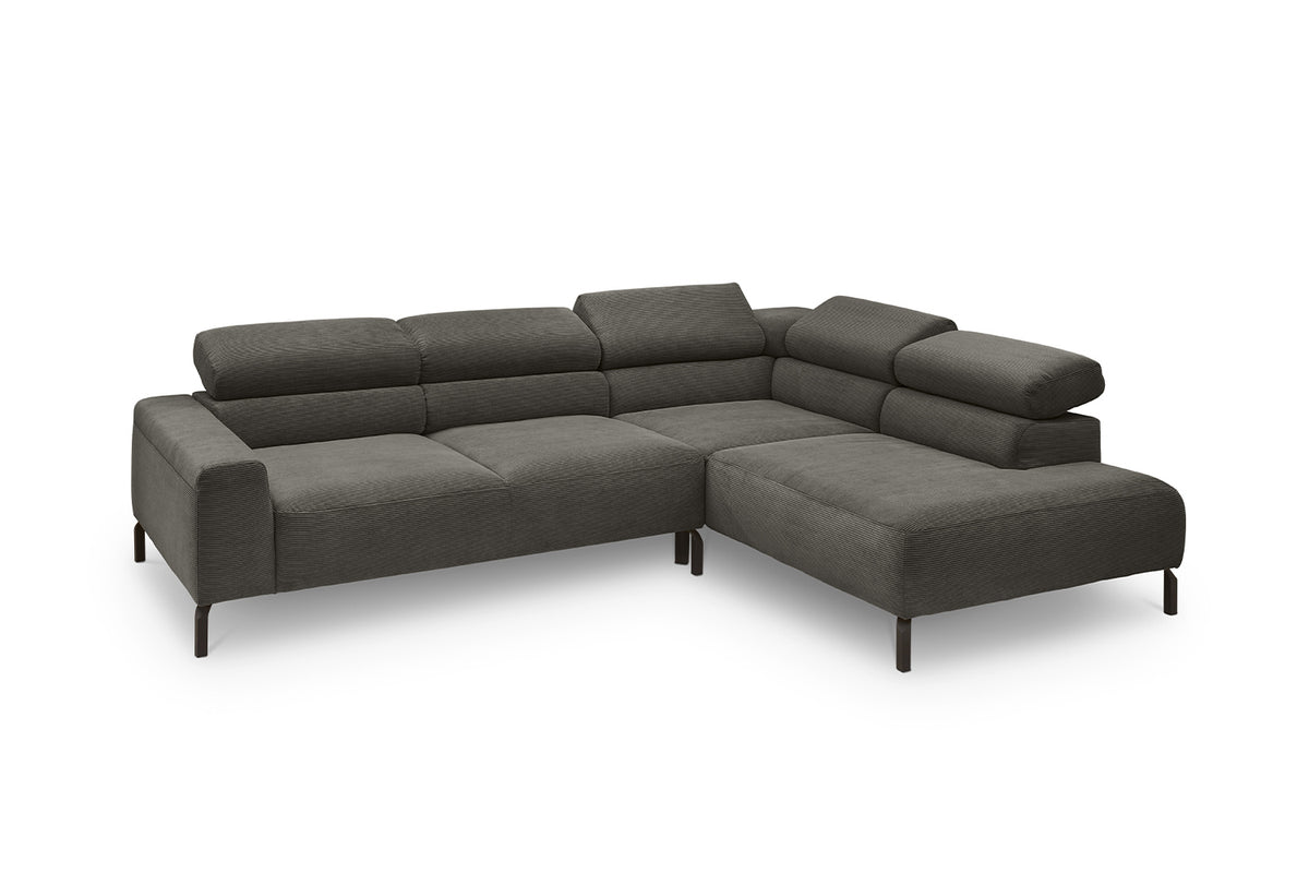 KAWOLA Sofa DELIA Ecksofa Feincord anthrazit