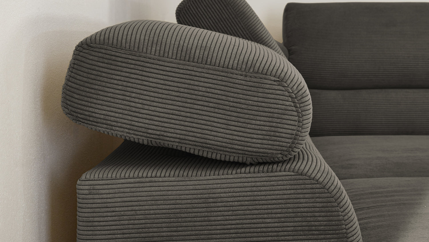 KAWOLA Sofa DELIA Ecksofa Feincord anthrazit