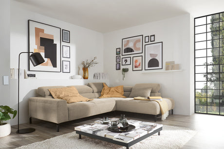 KAWOLA Sofa DELIA Ecksofa Feincord beige, Rechts, Ohne Komfortfunktion