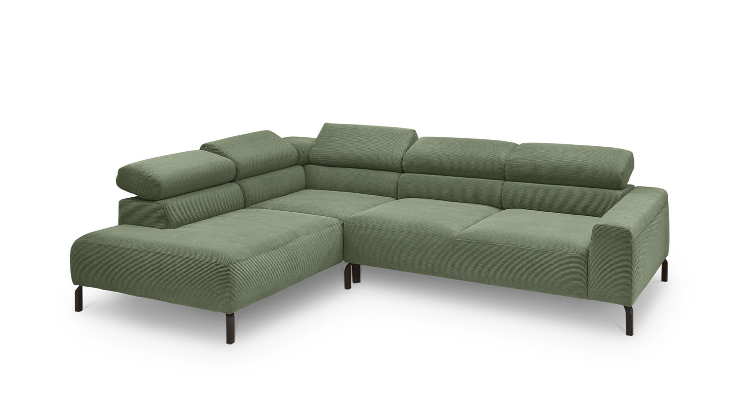 KAWOLA Sofa DELIA Ecksofa Feincord olivgrün
