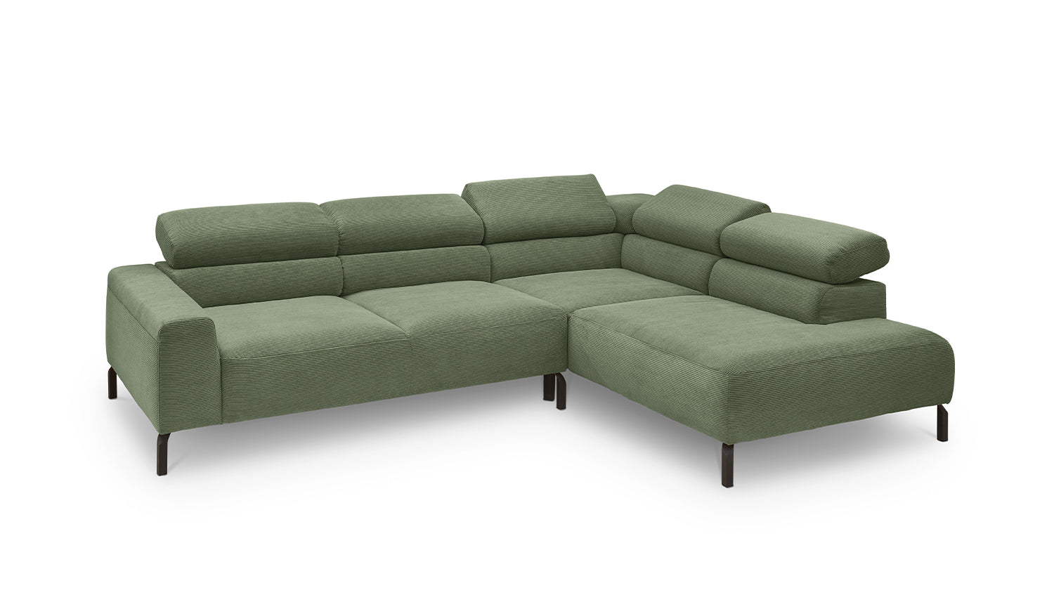KAWOLA Sofa DELIA Ecksofa Feincord olivgrün