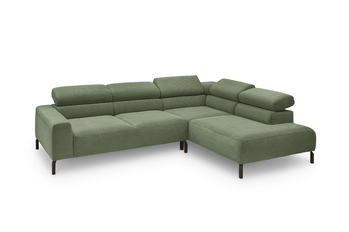 KAWOLA Sofa DELIA Ecksofa Feincord olivgrün
