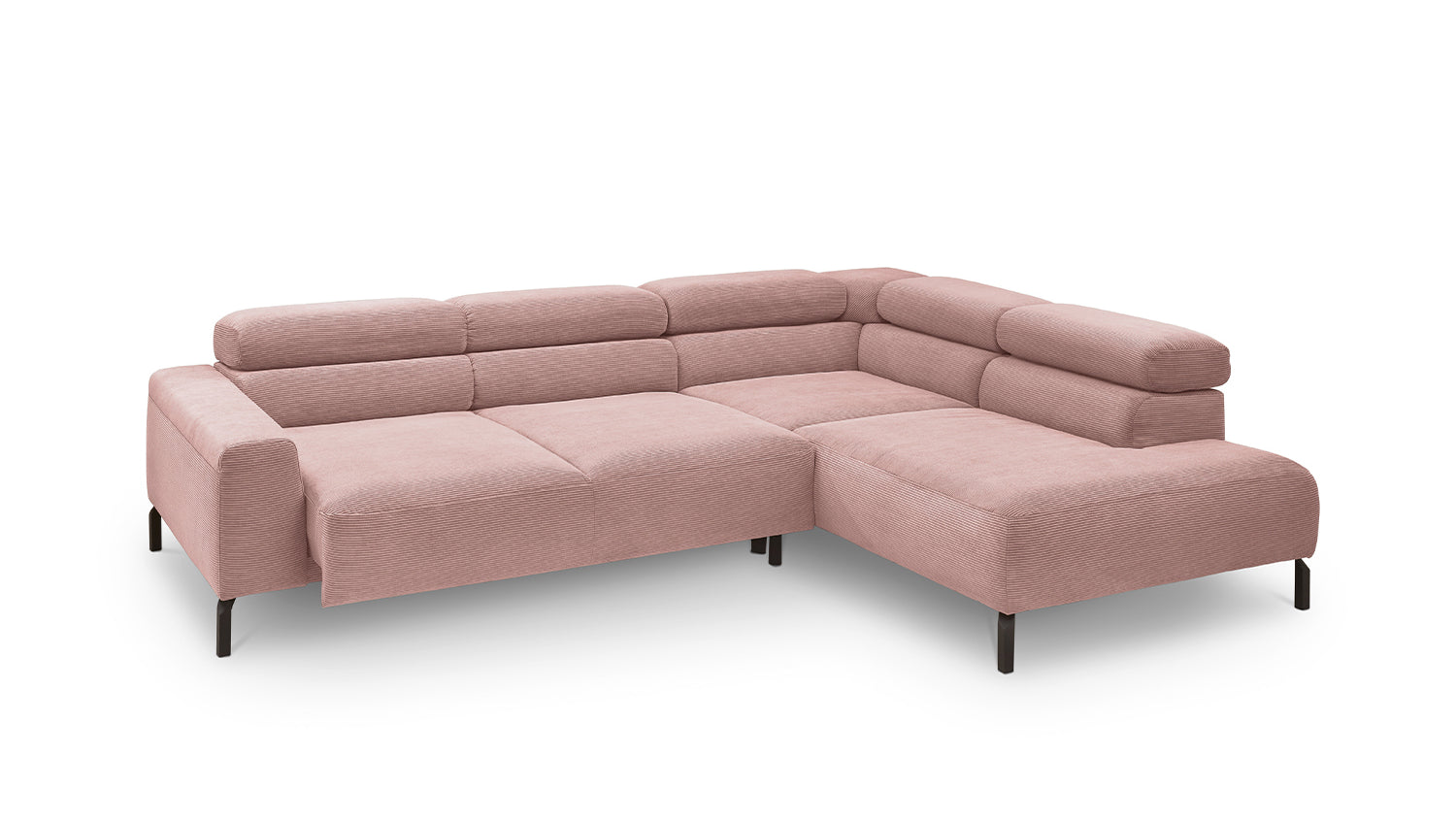 KAWOLA Sofa DELIA Ecksofa Feincord rosa