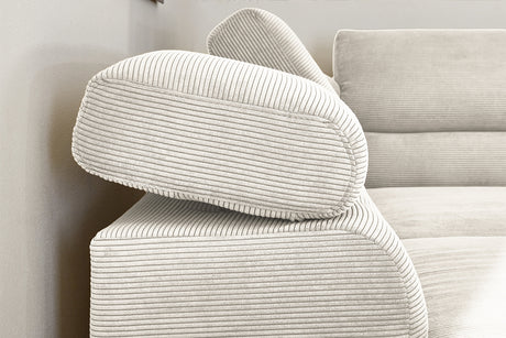 KAWOLA Sofa DELIA Ecksofa Feincord weiß