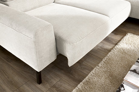 KAWOLA Sofa DELIA Ecksofa Feincord weiß