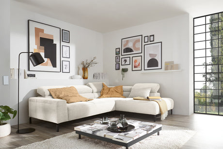 KAWOLA Sofa DELIA Ecksofa Feincord weiß, Rechts, Relaxfunktion