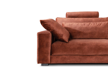 KAWOLA Sofa ETICO Ecksofa Mega-Wohnlandschaft Velvet rostrot, Rechts