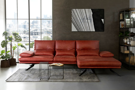 KAWOLA Sofa FENICE Ecksofa Leder burgunderrot, Rechts