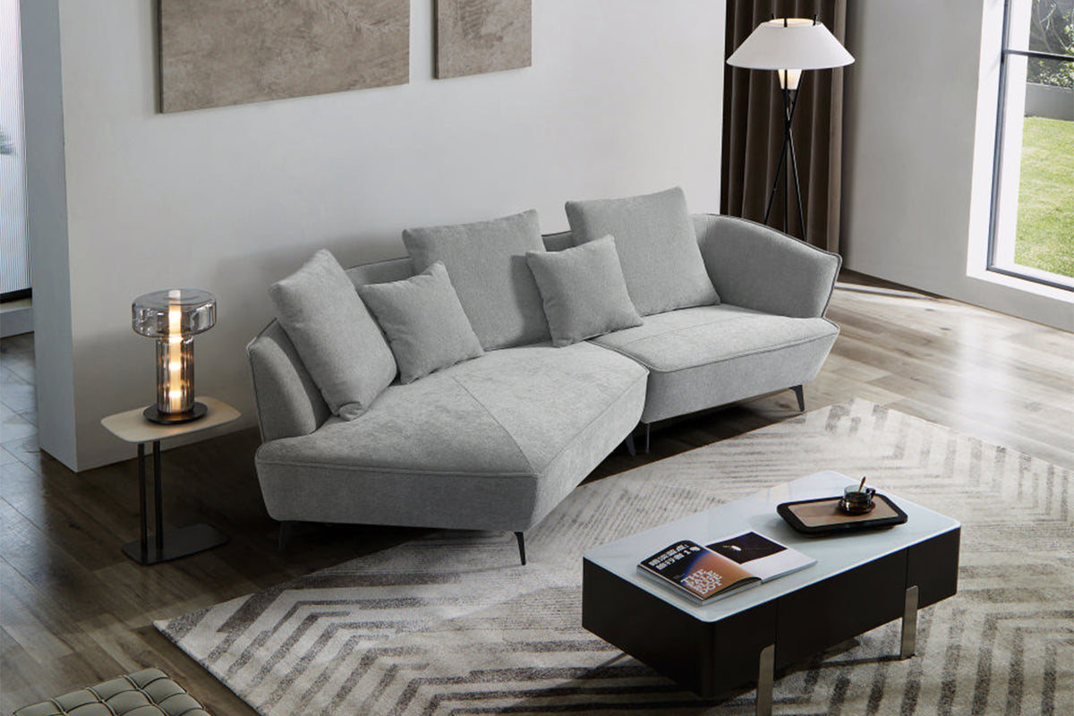 KAWOLA Sofa GARBO Designsofa Stoff grau