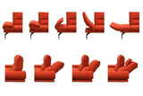 KAWOLA Sofa KIMI 3-Sitzer Ecksofa Stoff Recamiere rechts rot