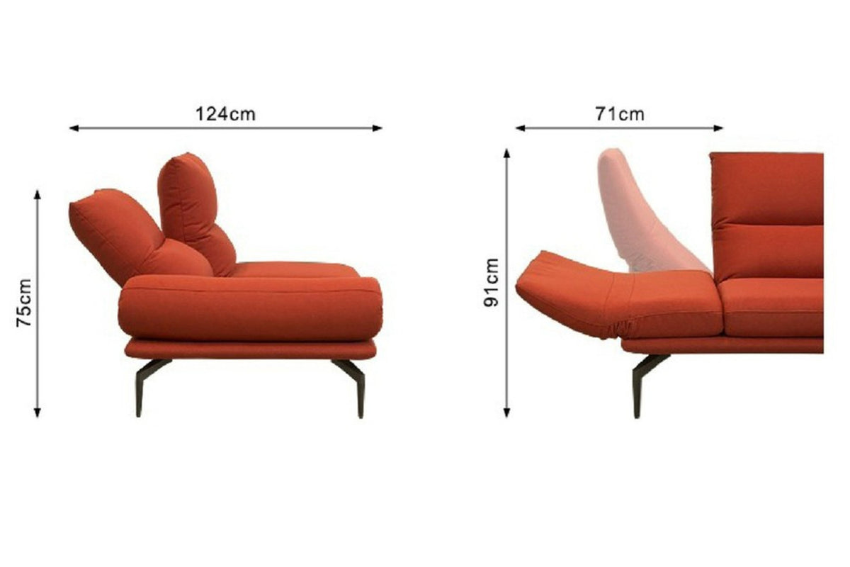 KAWOLA Sofa KIMI 3-Sitzer Ecksofa Stoff Recamiere rechts rot
