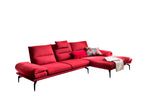 KAWOLA Sofa KIMI 3-Sitzer Ecksofa Stoff Recamiere rechts rot