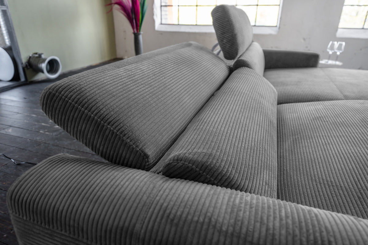 KAWOLA Sofa LAISKA Ecksofa Cord grau