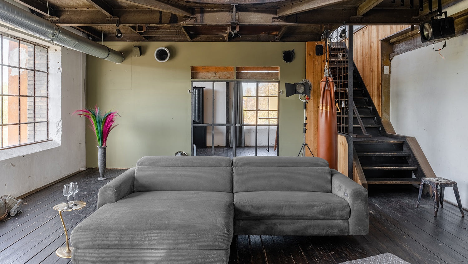 KAWOLA Sofa LAISKA Ecksofa Cord grau