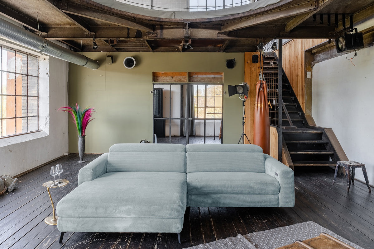 KAWOLA Sofa LAISKA Ecksofa Cord hellblau