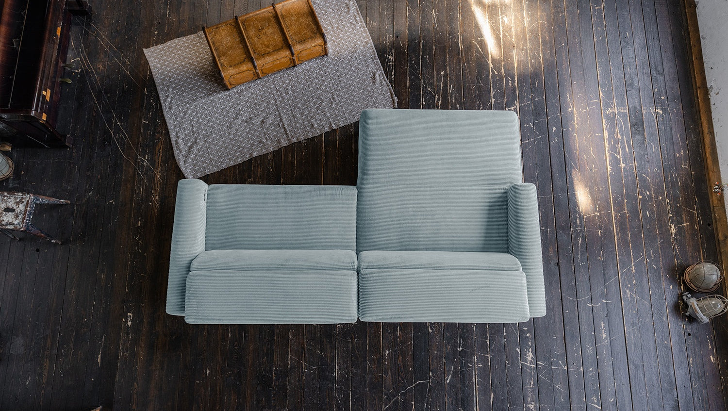 KAWOLA Sofa LAISKA Ecksofa Cord hellblau