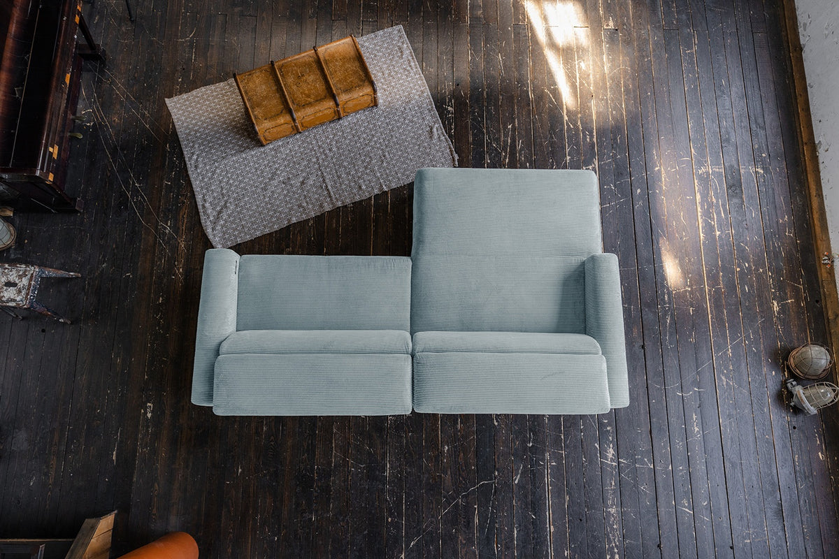 KAWOLA Sofa LAISKA Ecksofa Cord hellblau