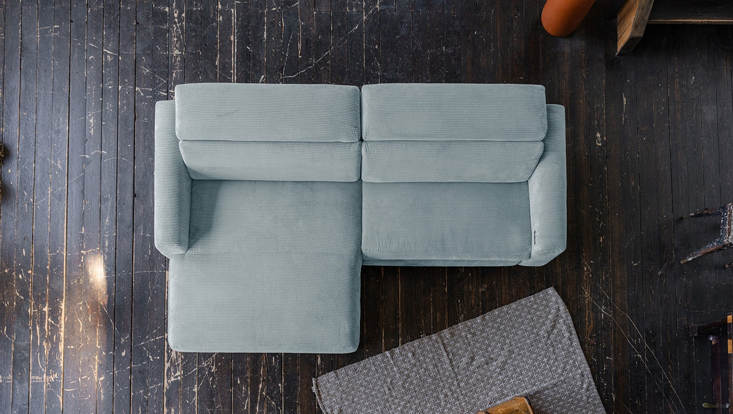 KAWOLA Sofa LAISKA Ecksofa Cord hellblau
