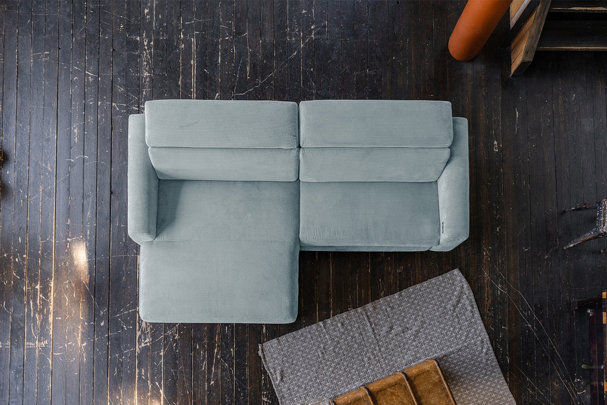 KAWOLA Sofa LAISKA Ecksofa Cord hellblau