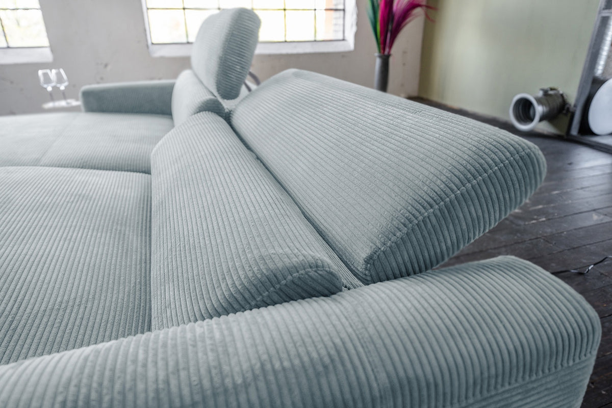 KAWOLA Sofa LAISKA Ecksofa Cord hellblau