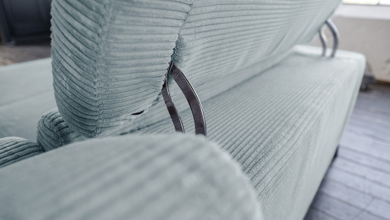 KAWOLA Sofa LAISKA Ecksofa Cord hellblau