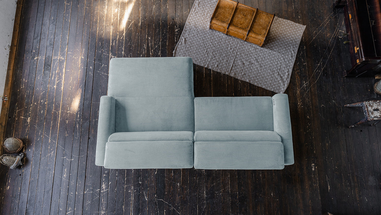KAWOLA Sofa LAISKA Ecksofa Cord hellblau