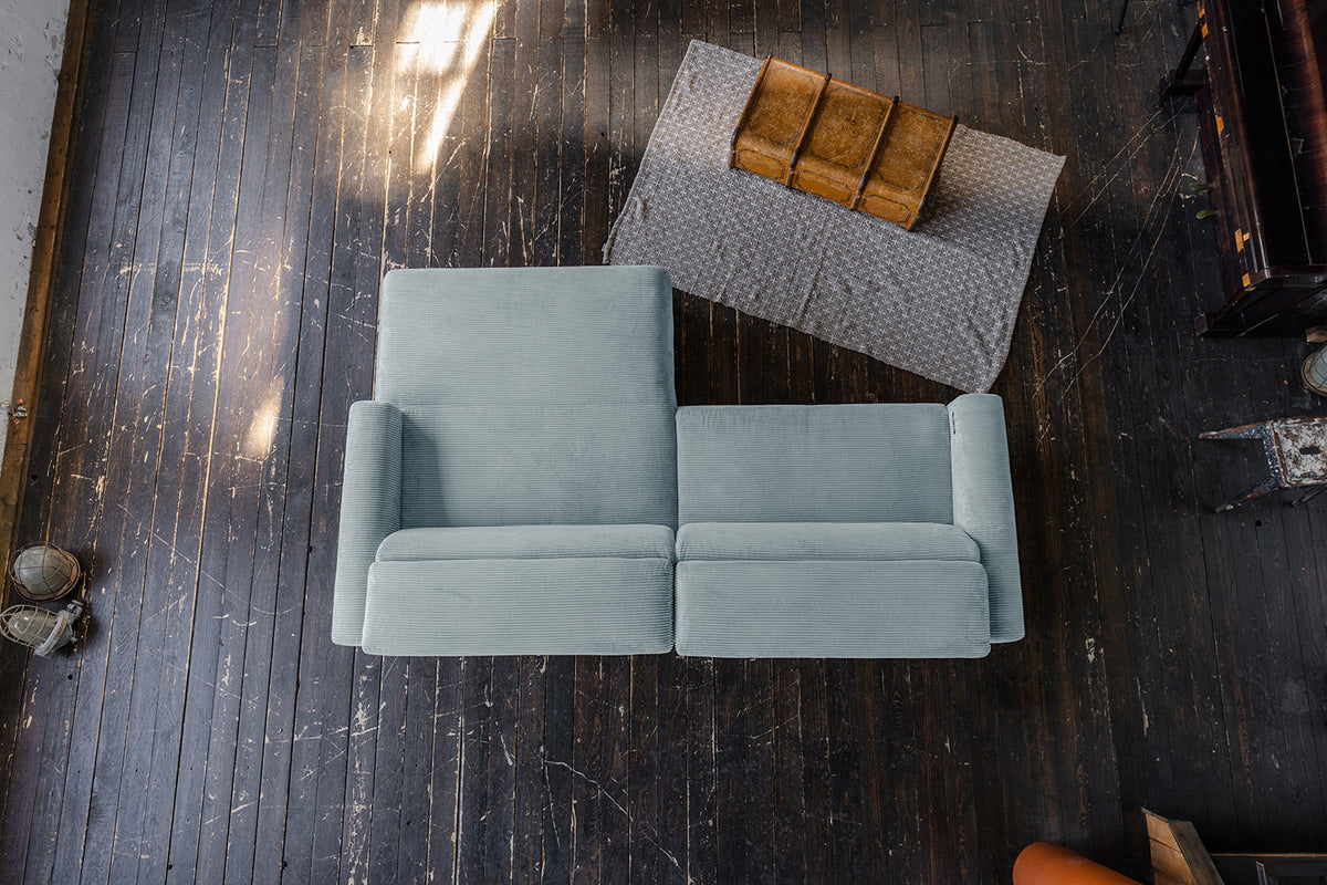 KAWOLA Sofa LAISKA Ecksofa Cord hellblau