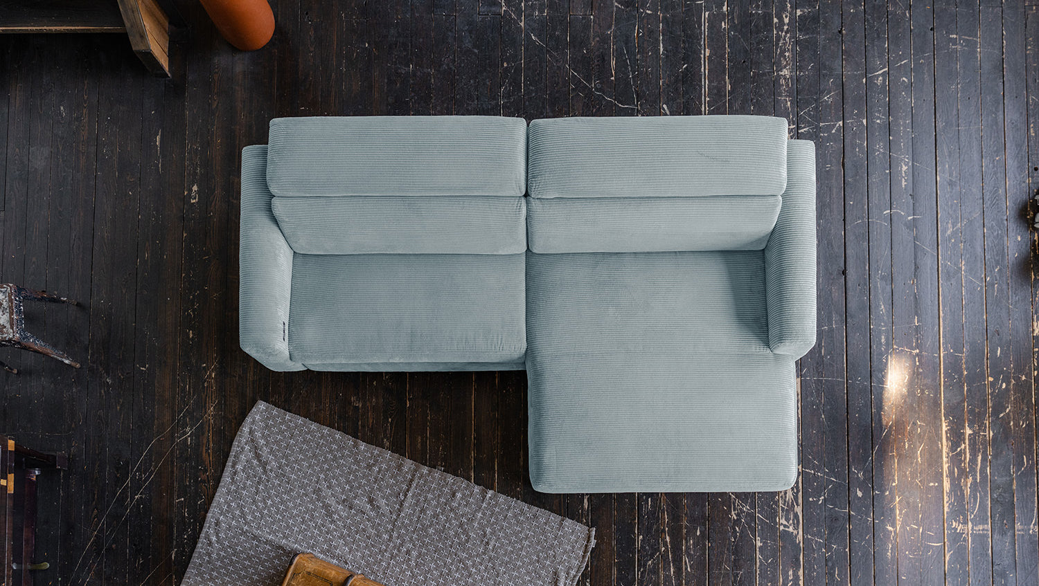 KAWOLA Sofa LAISKA Ecksofa Cord hellblau