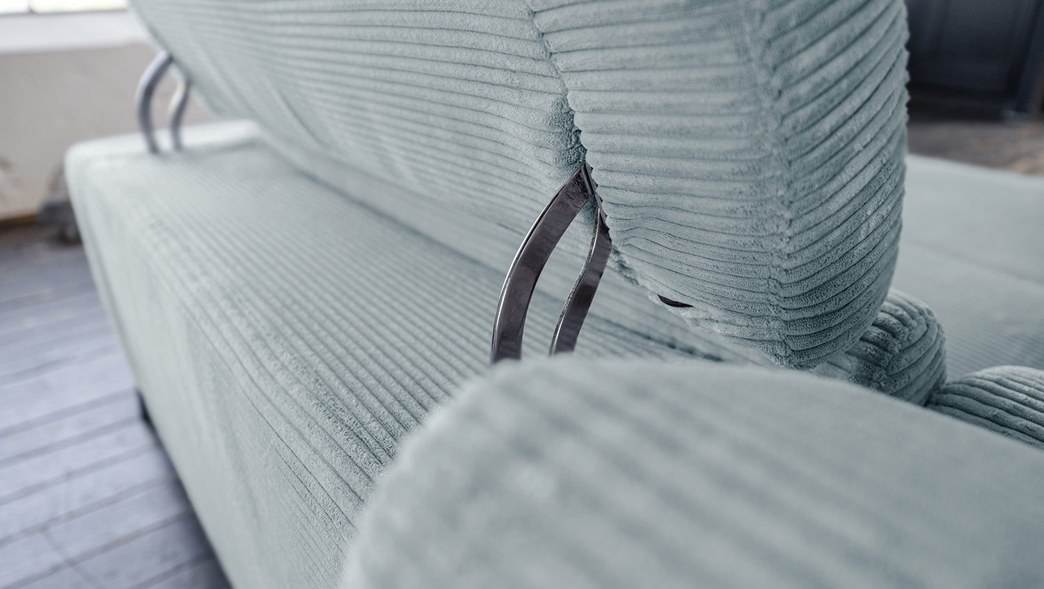 KAWOLA Sofa LAISKA Ecksofa Cord hellblau