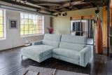 KAWOLA Sofa LAISKA Ecksofa Cord hellblau, Links