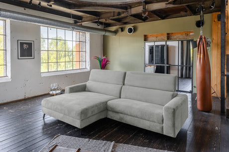 KAWOLA Sofa LAISKA Ecksofa Cord hellgrau, Links