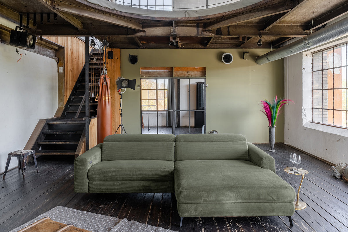 KAWOLA Sofa LAISKA Ecksofa Cord olivgrün