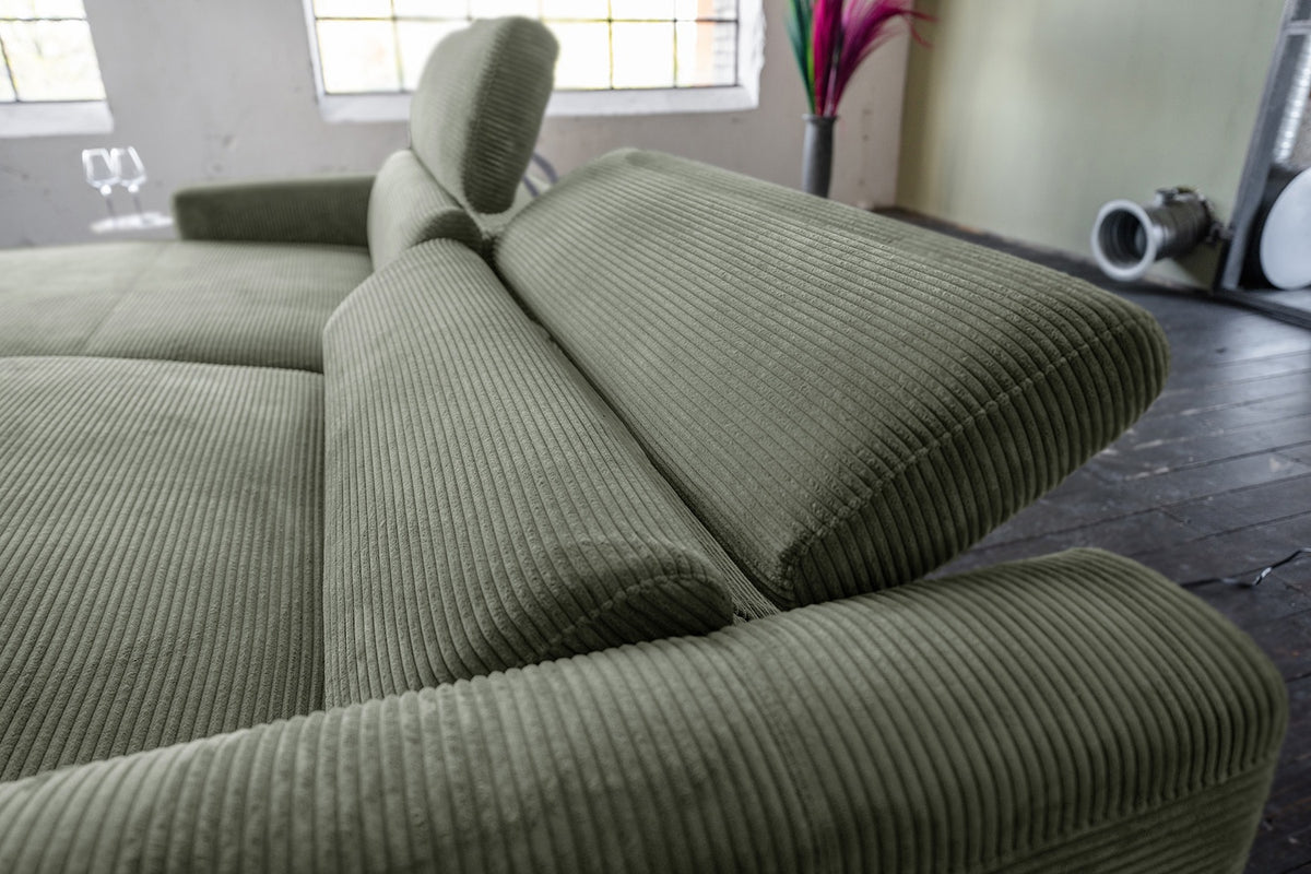 KAWOLA Sofa LAISKA Ecksofa Cord olivgrün