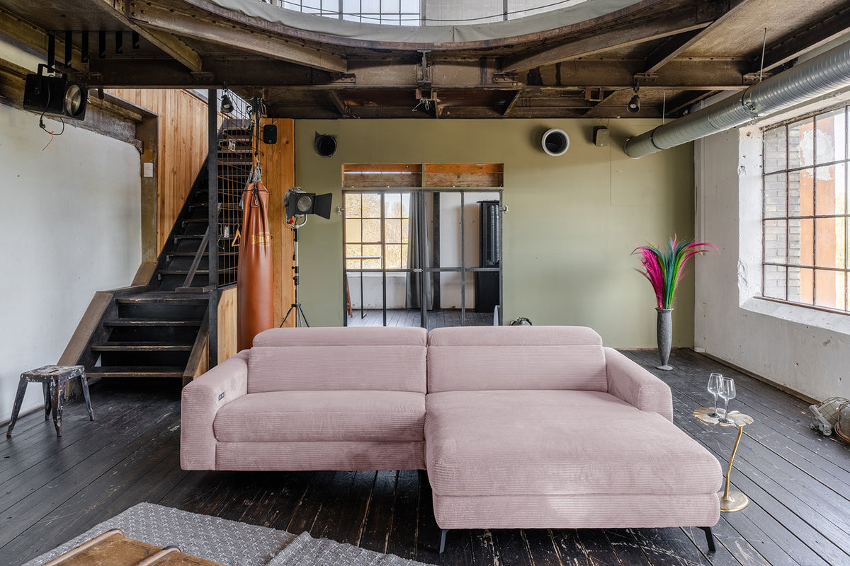 KAWOLA Sofa LAISKA Ecksofa Cord rosa
