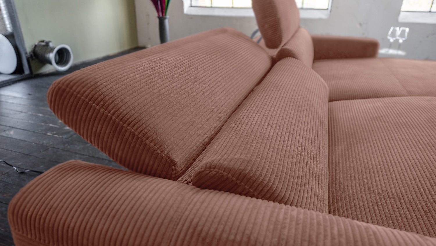 KAWOLA Sofa LAISKA Ecksofa Cord rost