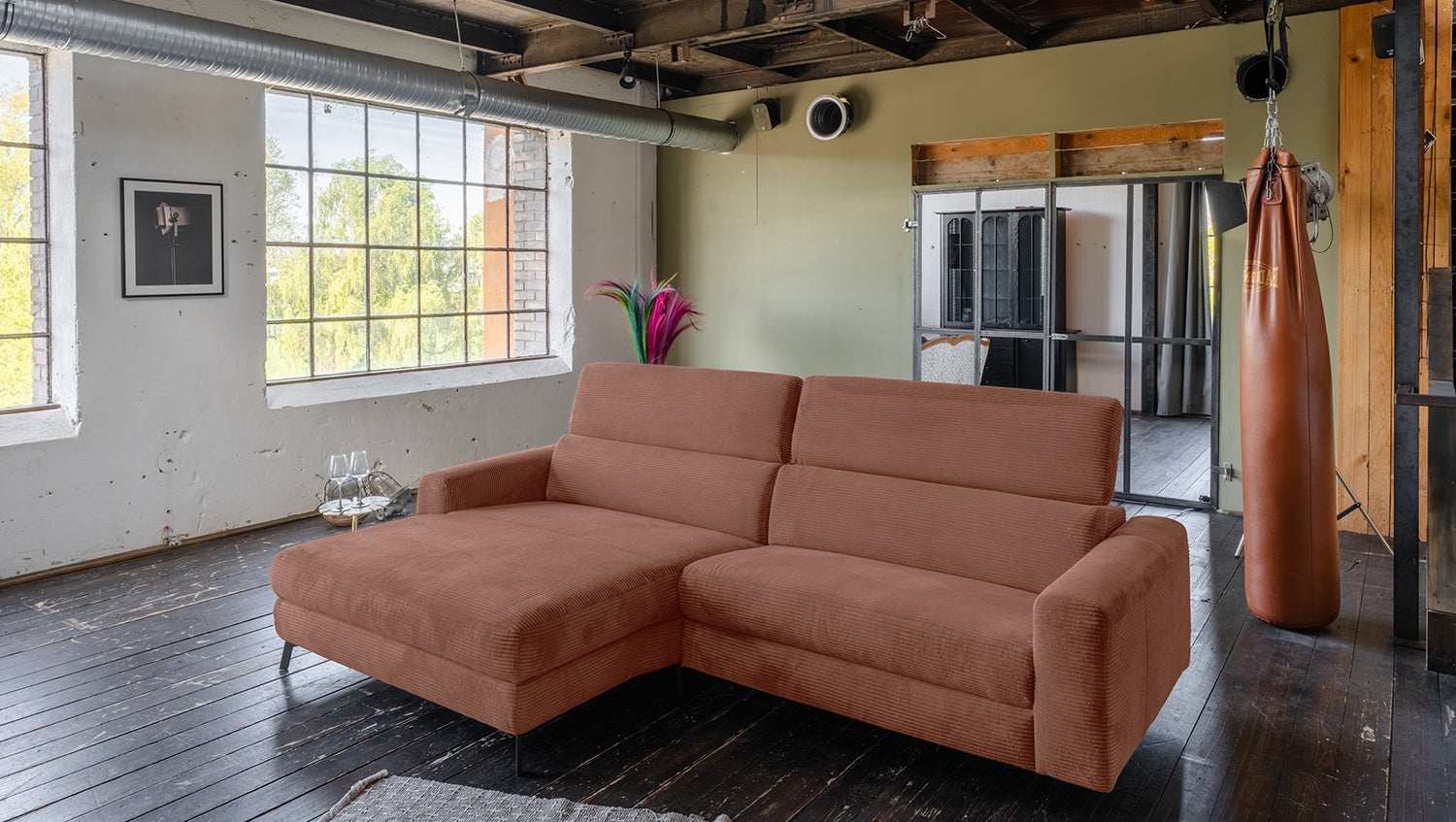 KAWOLA Sofa LAISKA Ecksofa Cord rost, Links