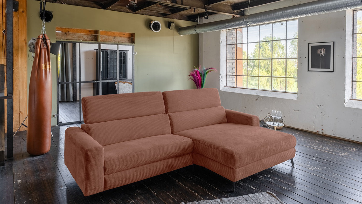 KAWOLA Sofa LAISKA Ecksofa Cord rost, Rechts