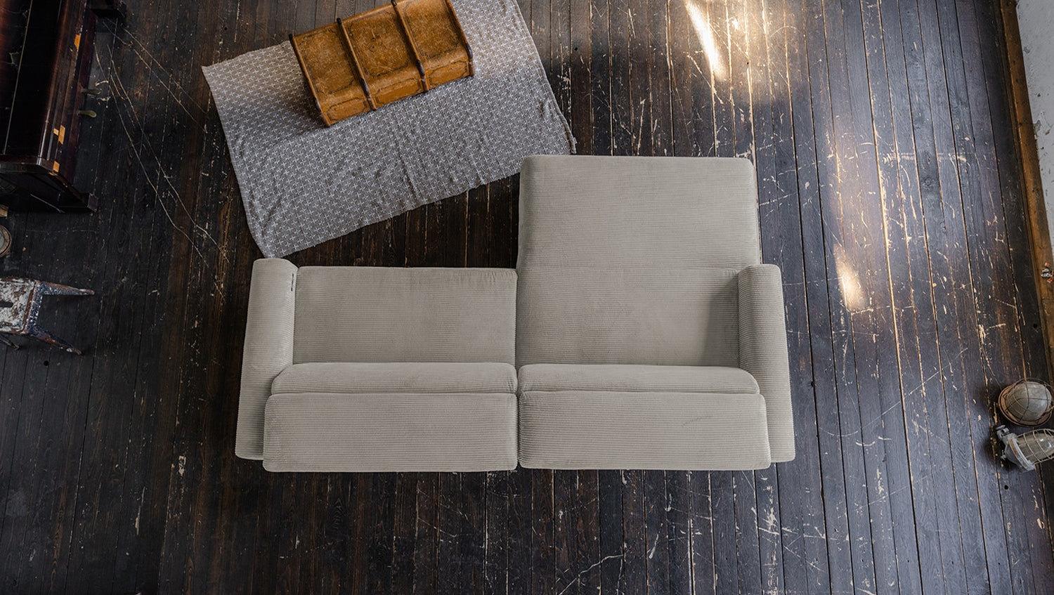 KAWOLA Sofa LAISKA Ecksofa Cord steingrau
