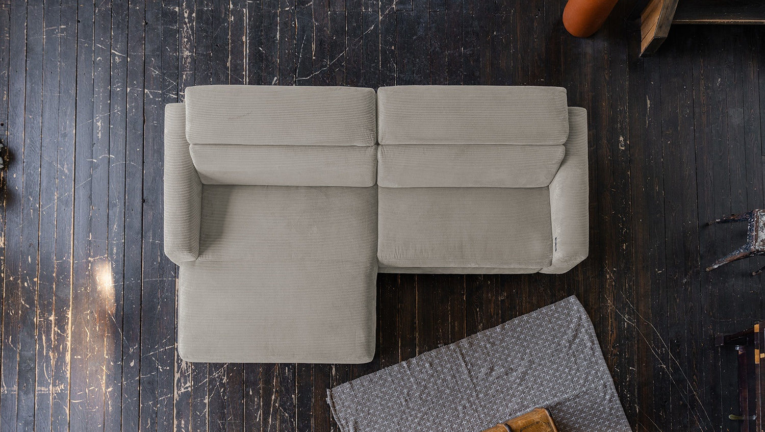 KAWOLA Sofa LAISKA Ecksofa Cord steingrau