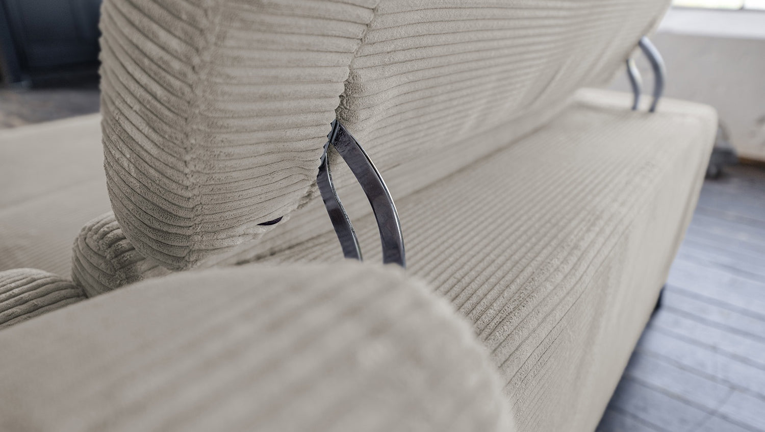 KAWOLA Sofa LAISKA Ecksofa Cord steingrau