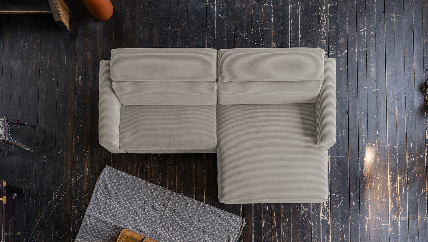 KAWOLA Sofa LAISKA Ecksofa Cord steingrau