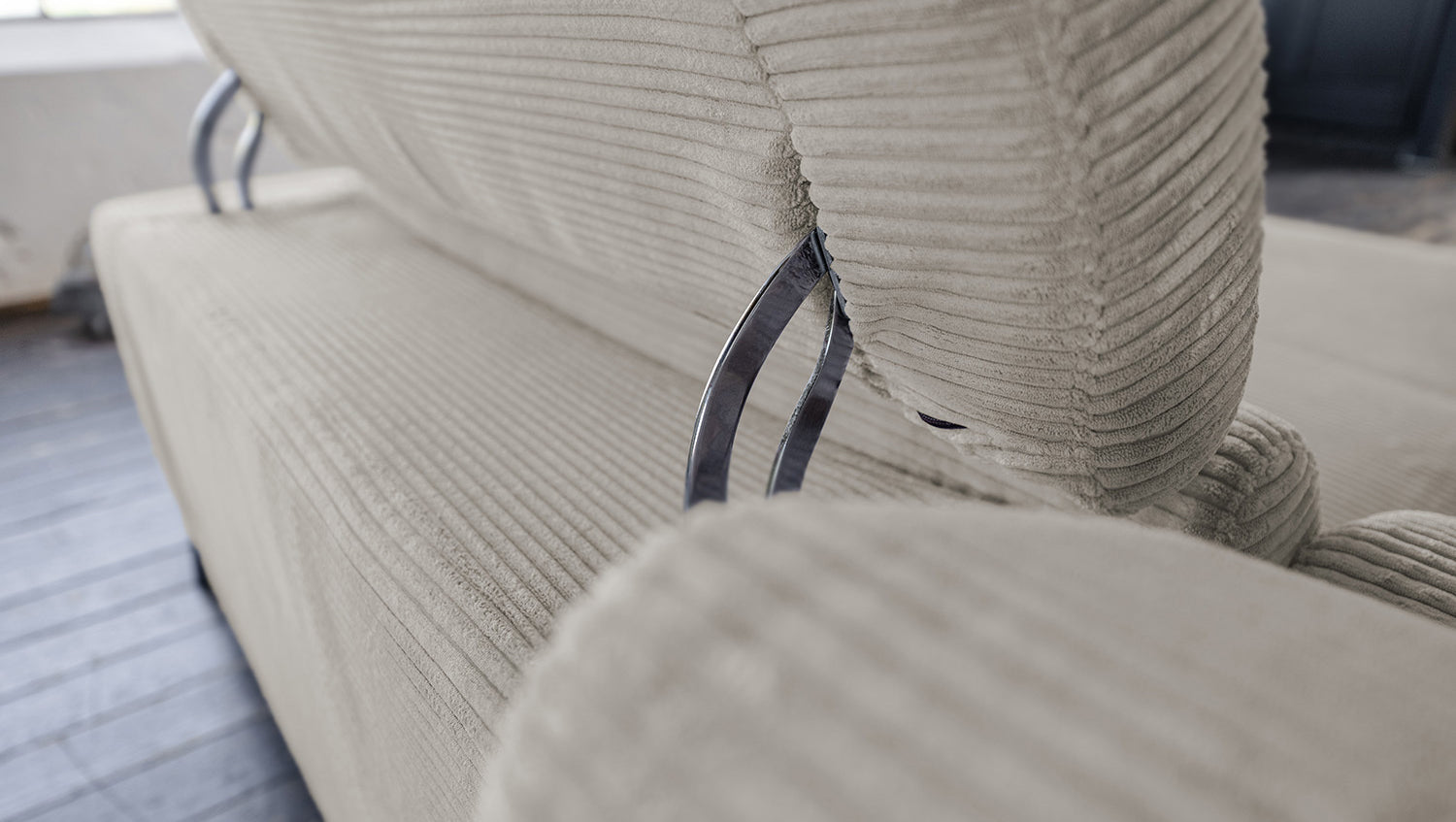 KAWOLA Sofa LAISKA Ecksofa Cord steingrau