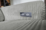 KAWOLA Sofa LAISKA Ecksofa Relaxfunktion teilmotorisch Cord hellgrau