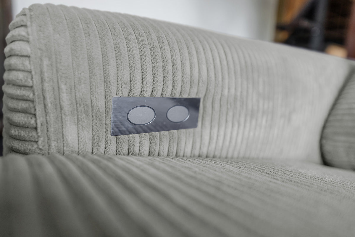 KAWOLA Sofa LAISKA Ecksofa Relaxfunktion teilmotorisch Cord hellgrau